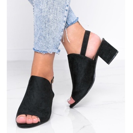 Sandales noires sur tige avec tige Blubbery le noir 1 Sandales noires sur tige avec tige Blubbery le noir 1