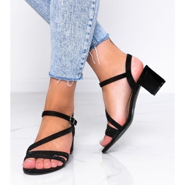 Sandales noires sur tige avec zircone cubique Hydra le noir 1