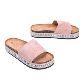 Chaussons roses avec semelle décorative Fiore 1