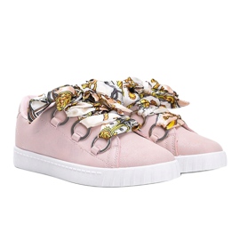 Baskets roses avec une reliure Kisionis en satin 3
