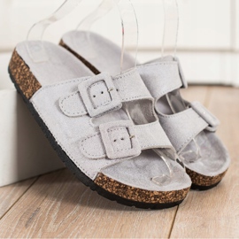 SHELOVET Pantoufles Confortables Avec Boucles gris 2