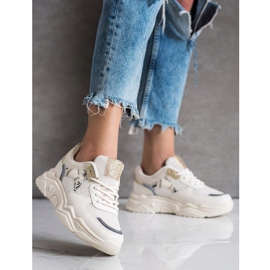 SHELOVET Baskets beiges à paillettes 1