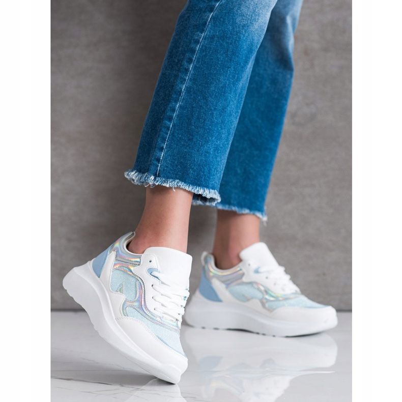 Sweet Shoes Baskets à paillettes blanc bleu 1