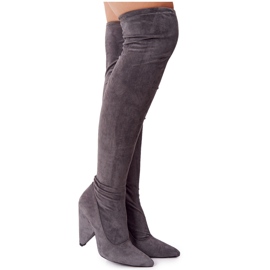 Bottines Talons Hauts en Daim Lu Boo Gris 3