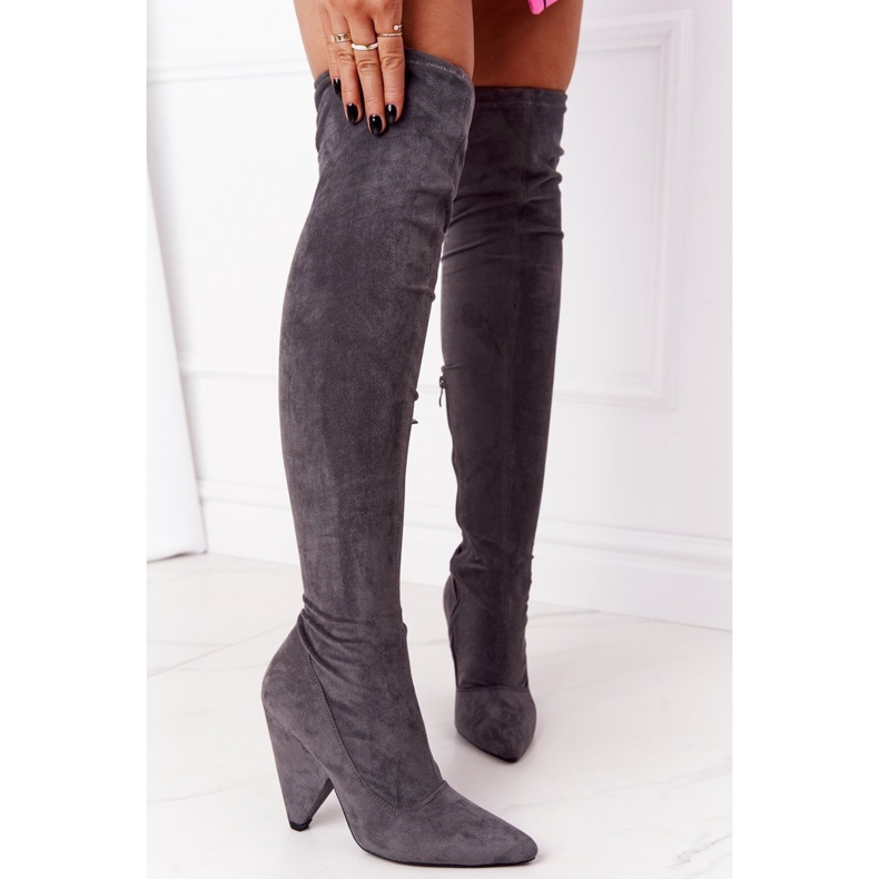 Bottines Talons Hauts en Daim Lu Boo Gris 1