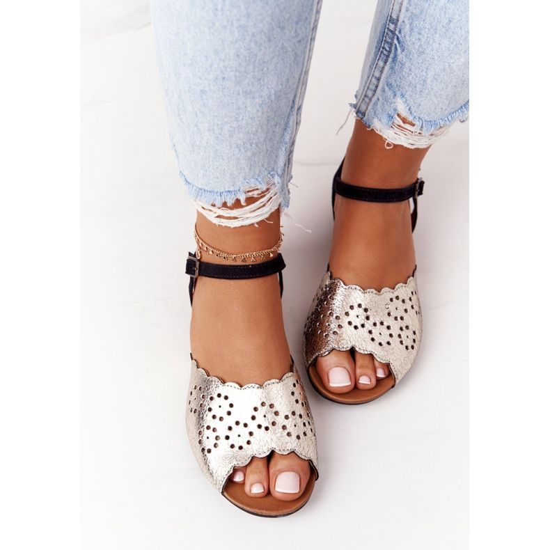 Sandales en cuir Maciejka 05199-25 noir et or le noir d'or 1