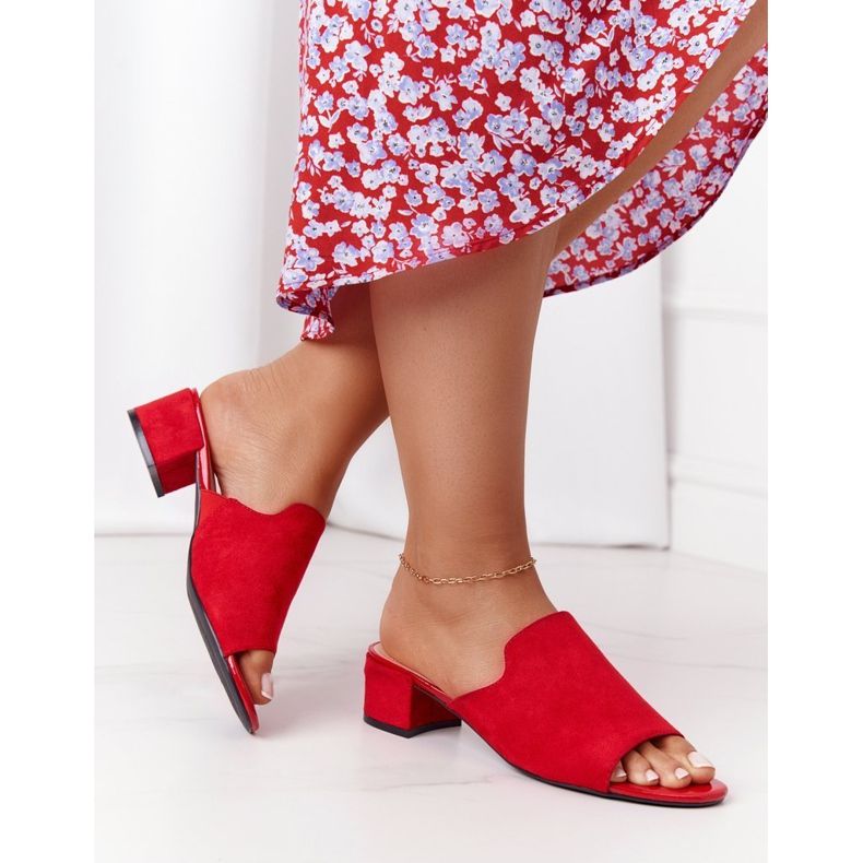 Chaussons En Daim Sur Talon Sergio Leone KL313 Rouge 1