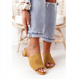 Pantoufles En Daim Sur Talon Sergio Leone KL313 Jaune 2