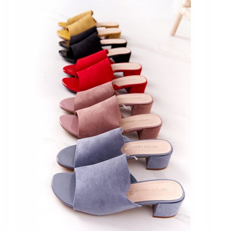 Pantoufles En Daim Sur Talon Sergio Leone KL313 Jaune 1