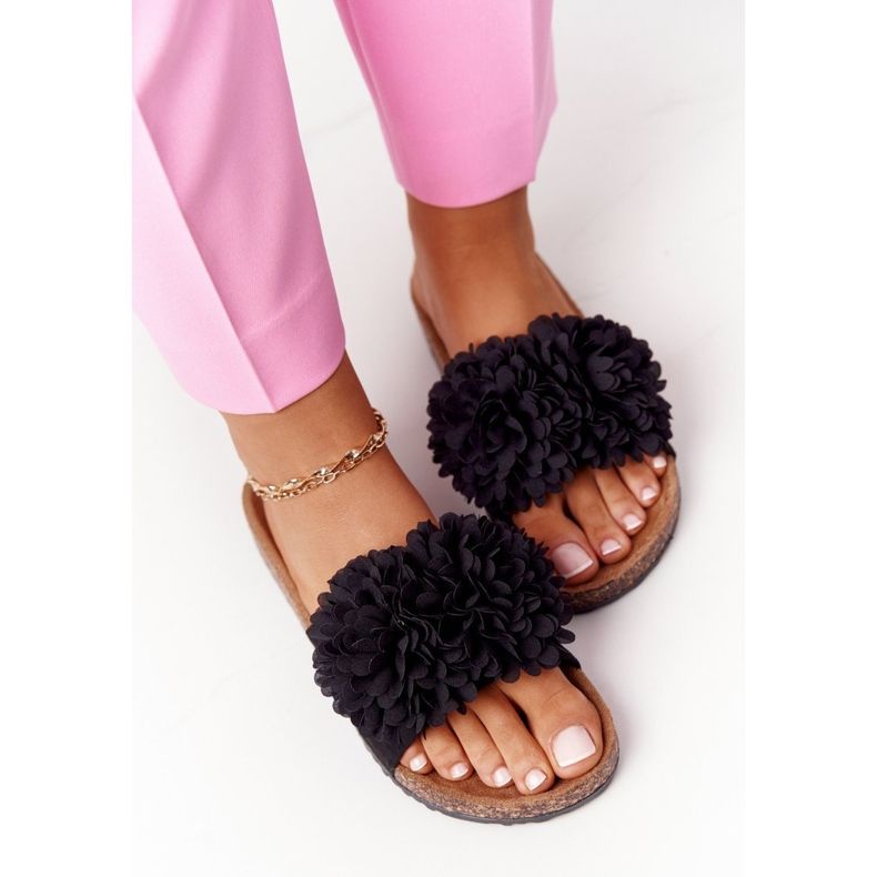 PE1 Flowerbomb noir sur la semelle en liège 1