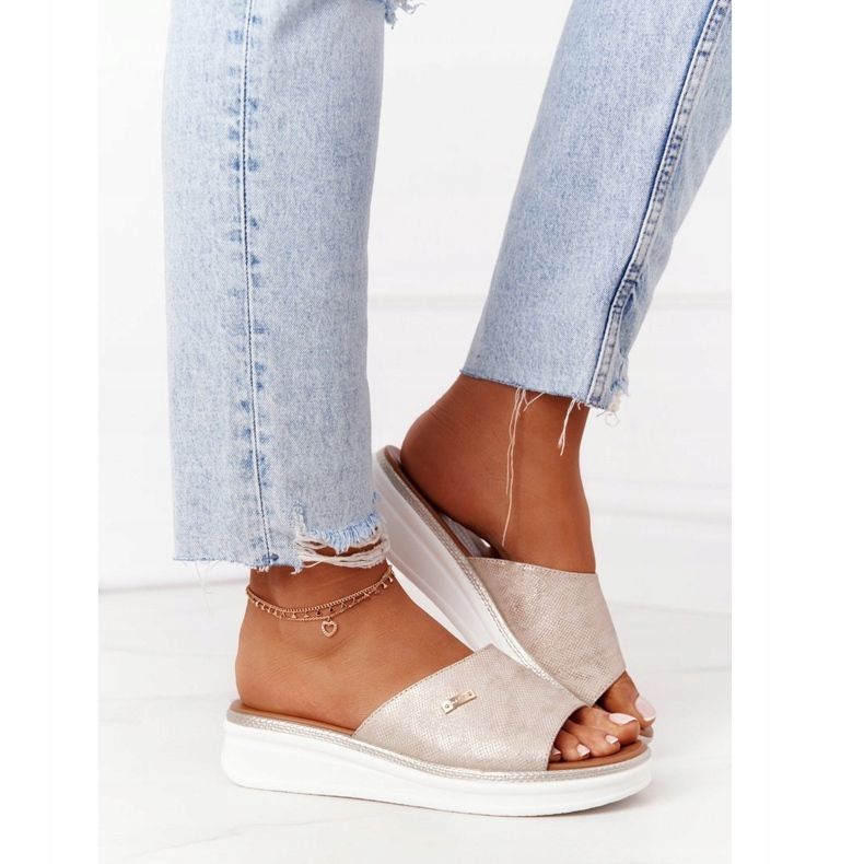 Sandales Sur Compensée Sergio Leone SK042 Or d'or 2