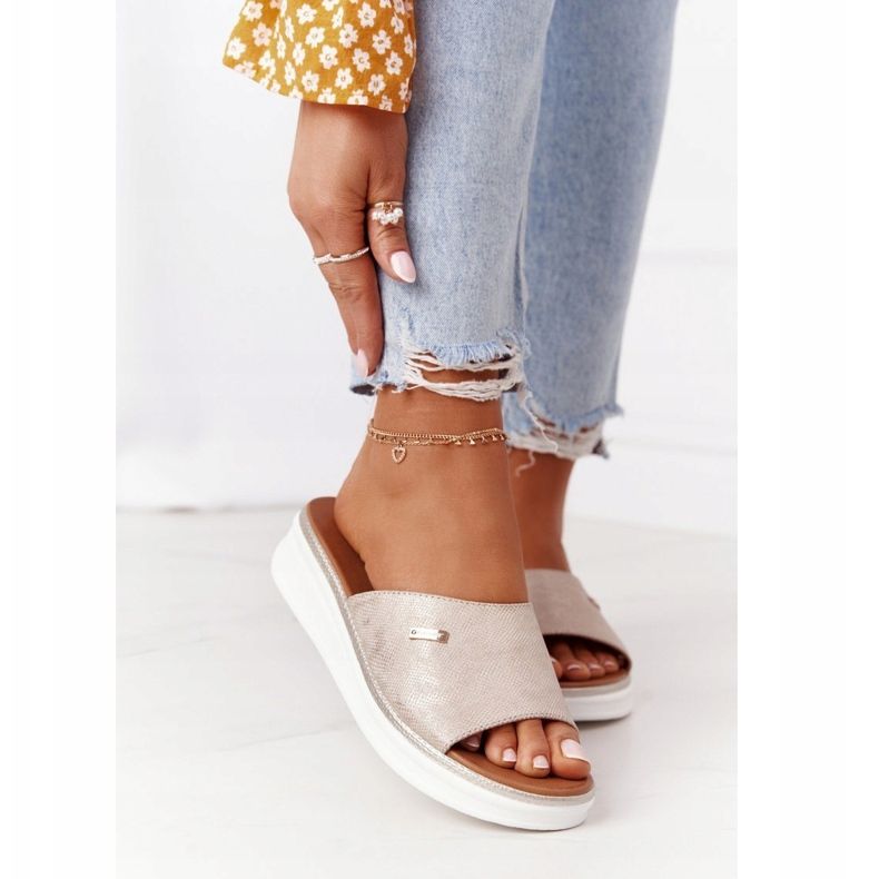 Sandales Sur Compensée Sergio Leone SK042 Or d'or 1