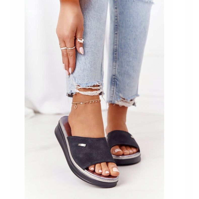 Pantoufles Noires Sur Compensée Sergio Leone SK042 le noir 1