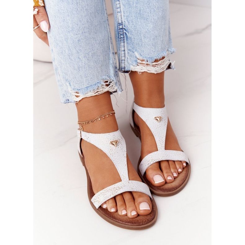 Sandales Cuir Femme Nicole 2648 Blanc Métallisé multicolore 1