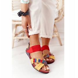 Sandales En Cuir Avec Cuff Maciejka 03375 Rouge-Jaune 2