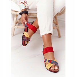 Sandales En Cuir Avec Cuff Maciejka 03375 Rouge-Jaune 3