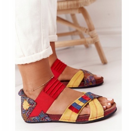 Sandales En Cuir Avec Cuff Maciejka 03375 Rouge-Jaune 1