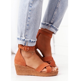 Sandales Compensées En Daim Maciejka 04565-29 Rouge brun 3