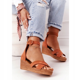 Sandales Compensées En Daim Maciejka 04565-29 Rouge brun 4