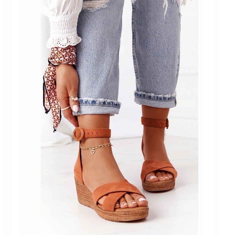 Sandales Compensées En Daim Maciejka 04565-29 Rouge brun 2