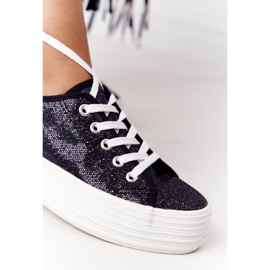 S.Barski Baskets à paillettes sur la plate-forme Luna noire le noir 1