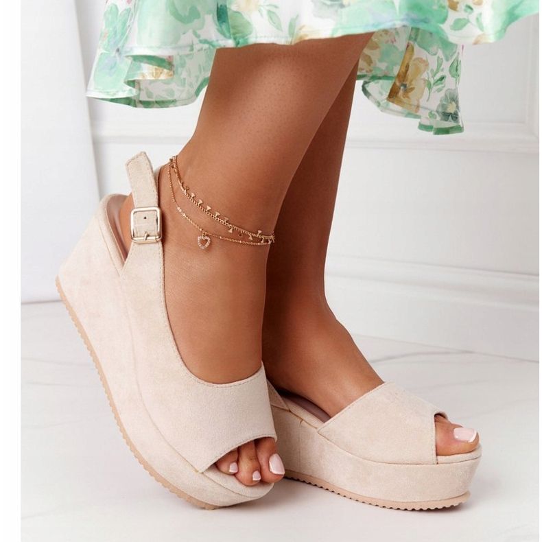 Sandales Compensées En Daim Beige Party Time 1