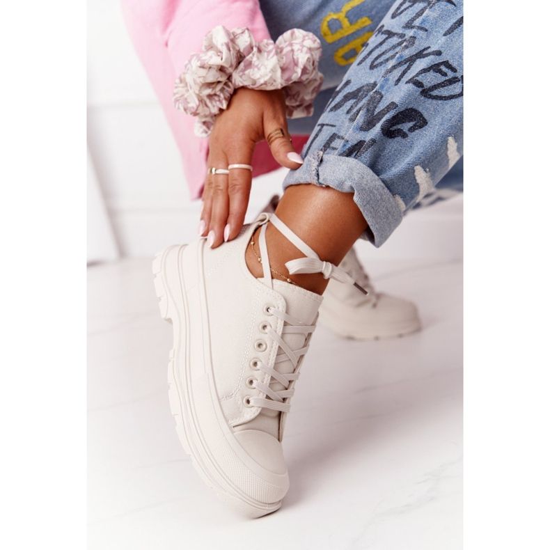 Baskets Femme Beige Travel Time Sur Grandes Semelles 1