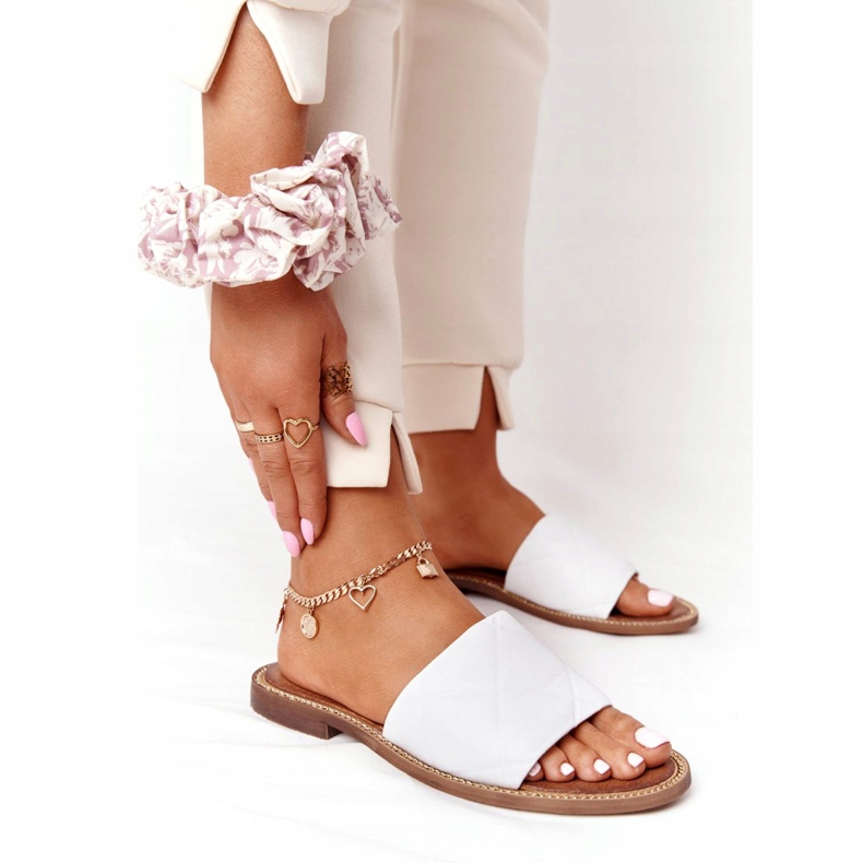 Chaussons Cuir Avec Matelassage Nicole 2650 Blanc 1