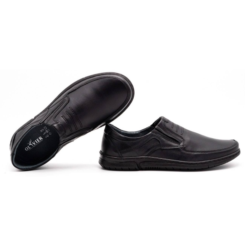 Olivier Chaussures sans lacets pour hommes 7053 noir 1