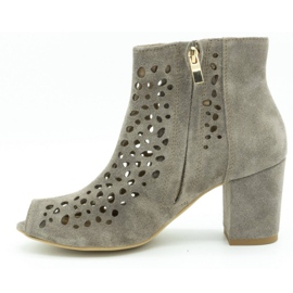 Exousite Bottes en cuir ajouré pour femme 1184 gris 1 Exousite Bottes en cuir ajouré pour femme 1184 gris 1