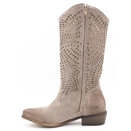 Exousite Boots femme cuir ajouré 1229 gris 1