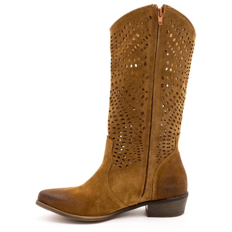Exousite Boots cuir ajouré femme 1229 marron cognac brun 1 Exousite Boots cuir ajouré femme 1229 marron cognac brun 1