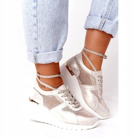 Baskets Compensées En Cuir Avec Maille S.Barski Doré beige d'or 4