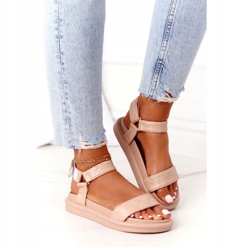 SEA Sandales Plateforme Avec Matelassage Beige CK197P Turn Around 3