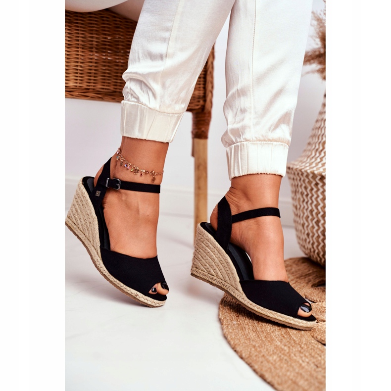 Sandales pour femmes sur un coin tressé Big Star noir DD274A209 le noir 3 Sandales pour femmes sur un coin tressé Big Star noir DD274A209 le noir 3
