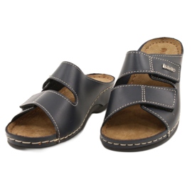 Pantoufles en cuir féminine inblu 158d106 bleu marine 1