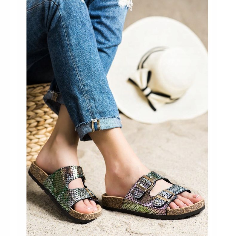 SHELOVET Pantoufles Avec Effet Holo le noir 2