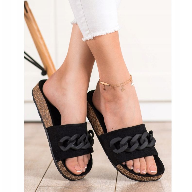 SHELOVET Pantoufles À La Mode Avec Ornement noir 1