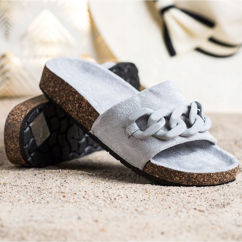 SHELOVET Pantoufles À La Mode Avec Ornement gris 1