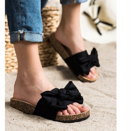 SHELOVET Pantoufles Avec Un Noeud noir 1