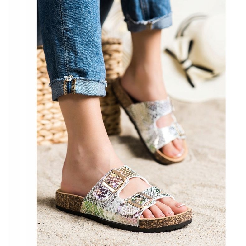 SHELOVET Pantoufles Avec Effet Holo argent gris multicolore 2