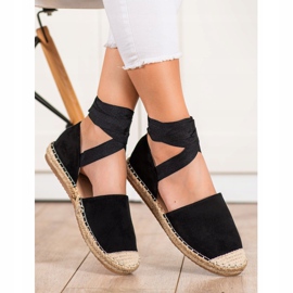 SHELOVET Espadrilles nouées à la mode noir 1