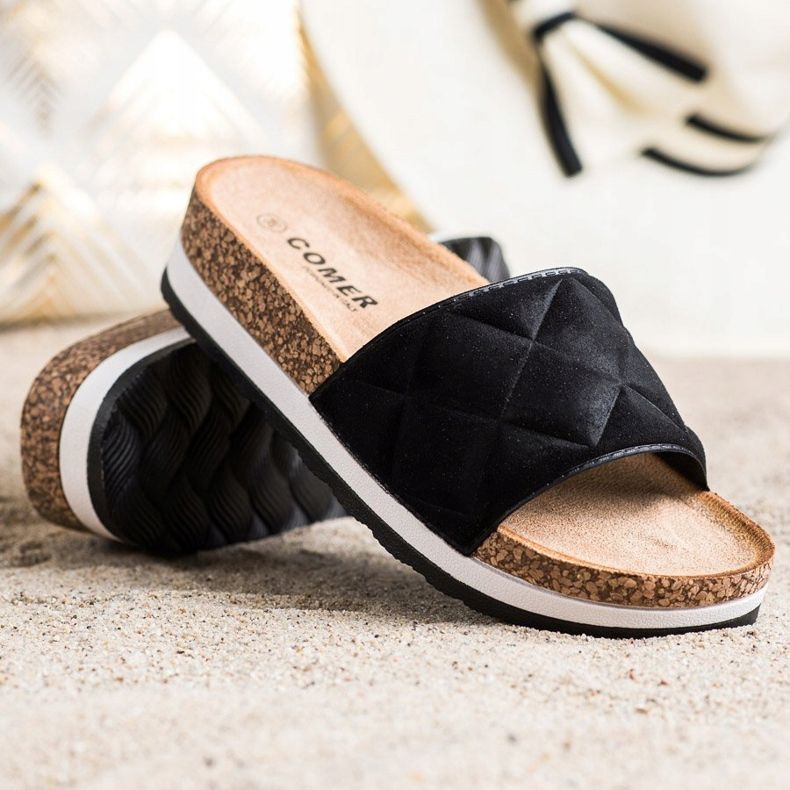 Comer Pantoufles confortables sur la plate-forme noir 1