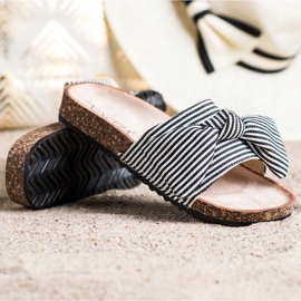 Sandales à rayures Vinceza blanche le noir 1 Sandales à rayures Vinceza blanche le noir 1