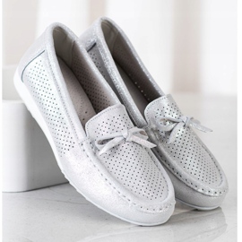 Goodin Chaussures en cuir avec un nœud argent gris 2 Goodin Chaussures en cuir avec un nœud argent gris 2