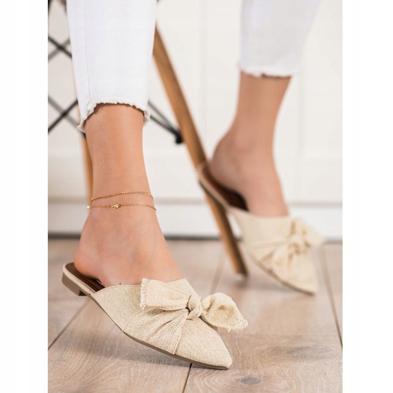 SHELOVET Pantoufles Élégantes En Spitz beige 1