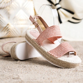 SHELOVET Sandales tressées sur la plate-forme rose 1