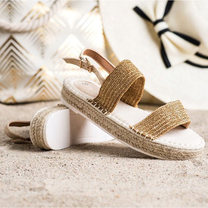 SHELOVET Sandales tressées sur la plate-forme beige orange 1