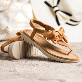 SHELOVET Tongs Sandales Avec Un Noeud brun 1 SHELOVET Tongs Sandales Avec Un Noeud brun 1