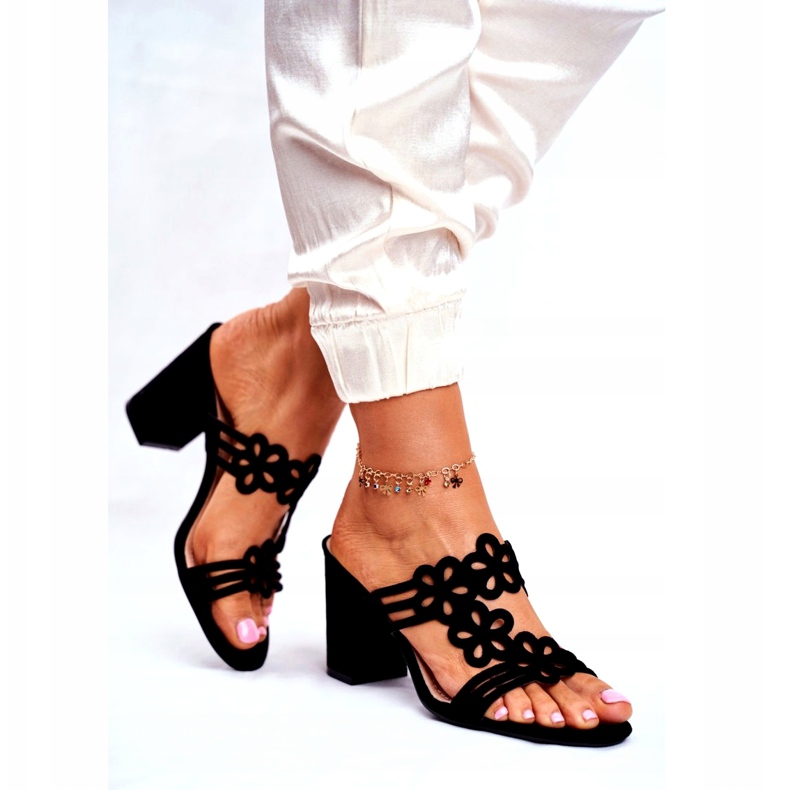 Pantoufles Pour Femmes À Talons Hauts Sergio Leone Noir SK031 2